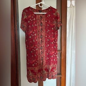 Lucky Brand Rusty Red Patterned Tunic/ Dress